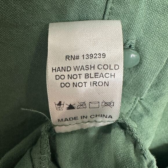 Pomander Place Size L Polly Button Neck Popover Shirt Dress Sage Green Cotton - Picture 10 of 11